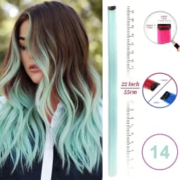 VEYDA Colored Party Highlights Clip in Hair Extensions for Girls 22 Inches Omber Colors Straight Hair Synthetic Hairpieces