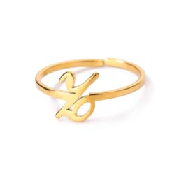 Initial Letter Rings For Women Gold Color Stainless Steel A-Z Letter Adjustable Ring Aesthetic Wedding Christmas Jewelry Gift