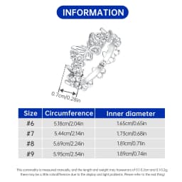 PANPOKI S925 Sterling Silver Flower Butterfly Insect Closed Ring For Women Finger Ring Personality Jewelry Party Trendy Gifts