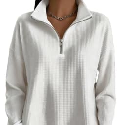 Zipper Pullover Hoodie Regular Fit Commuter with Casual Elegant Commuter Standard Length No Hood Regular Length Women Hoodie