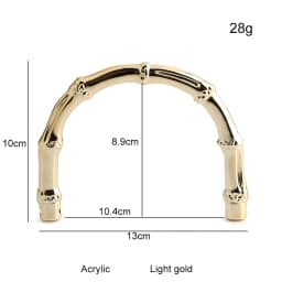 2/6/14PCS Black,light gold Acrylic Bamboo Handles With Lock U Shape Bag Strap For Replacement Handbag Shoulder Gift Accessories