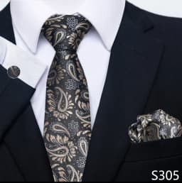 Brand Classic 8 cm Grey Plaid Tie Pocket Squares Cufflinks Set Wedding Present Necktie Clothing Accessories Fit Business
