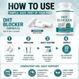 DHT Blocker Capsules with Biotin 5000mcg, Vitamin C, D, E, B6 & Zinc for Healthy Hair and Skin Support, Gluten-Free, 60 Count