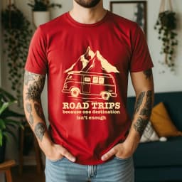 2026 Summer 100% Cotton Road Trips Graphic Oversized Tee Road Trips Camper Van Outdoor Themed Short Sleeve