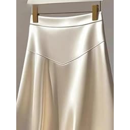 2025 Women Spring Autumn Elegant Temperament Solid Color Satin Skirt Women Clothes Simplicity Office Lady All Match A Line Skirt