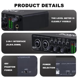 BOMGE U204 USB Audio Interface for Mac 32Bit/192kHz Podcasting Streaming for Vocalist Producer with 48V Phantom