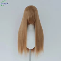 Very High Quality 400g 48 Colors 24Inch 60cm Long Straight Cosplay Wig With Bangs Heat Resistant Hair Anime Wigs + Wig Cap