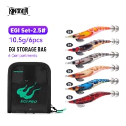 Kingdom 6pcs EGI Squid Bait Set 2.2# 2.5# 3.0# Artificial Jigging Lures Sea Fishing Octopus Cuttlefish Luminous Sinking Lure