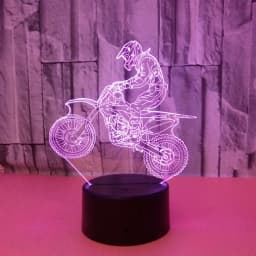Nighdn Acrylic LED 3D Illusion Lamp Motorcycle Rider Night Light for Kids Bedroom Decoration Birthday Christmas Gift for Boys