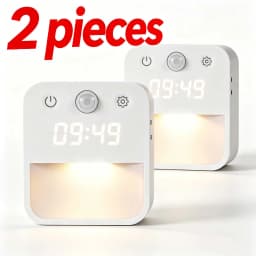 Motion Activated Night Light Illuminating Fixture with Clock Display with Built-in Clock Display Dimmable Hallway Light