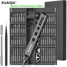 KUAIQU 68pcs 5-Speed Torque Electric Screwdriver Set DIY 3.7V Rechargeable Screwdriver Magnetic iPhone Disassemb Repair Tool