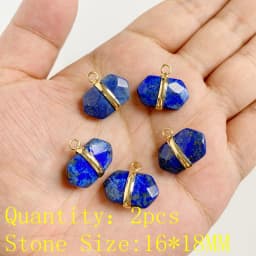 2PCS Natural Blue Lapis Lazuli Stone Gem Pendant Connector Charm For DIY Woman Men Jewelry Making Accessory Wholesale