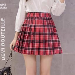 Pleated Skirt Female Student Korean Style Spring Summer Y2k New High Waist Slimming College Style A- Line Pink Plaid Skirt Women