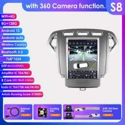 Hizpo 9.7 inch Android 14 For Ford Mondeo Mk4 Galaxy A/C 2007-2010 Car Radio Multimedia Video Player GPS 4G Wireless Carplay DSP