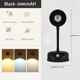 HPH Intelligent Human Sensor Wall Lamp Wireless Wall Light Dimmable Led Spotlight for Rechargeable Lighting Paintings Pictures