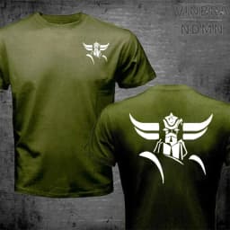 Front Back Print Goldorak Grendizer Mazinger Z T-Shirt Japanese Cartoon Design Summer Men's Tees Tops Short Sleeve Cotton Tshirt