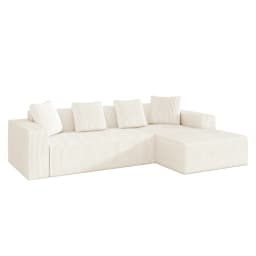 Comfy Upholstered Sectional Sofa 3-Seat L-Shaped Modern Couch Frameless Deep Seat for Living Room Bedroom