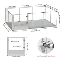 180cm Clear Acrylic Dog Playpen with Whelping Pad Indoor Pet Exercise Pen Puppy Enclosure for Cats and Dogs