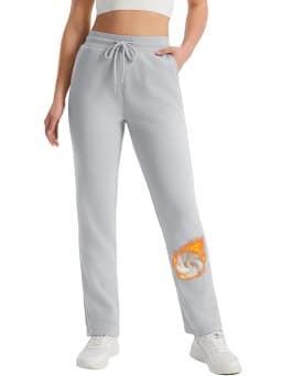 TACVASEN Sherpa Lined Drawstring Straight-Leg Sweatpants Womens Thermal Waist Outdoor Cotton Pants Waterproof Thick Trousers