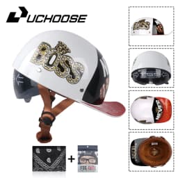 Uchoose Summer Motorcycle Casque DS Baseball Cap Helmet Retro Helmets Vintage Open Face Scooter Cruiser Chopper Gangster