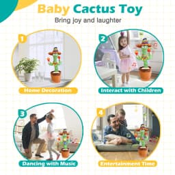 Talking Cactus Dancing Baby Toy Cactus Repeats What You say for Kids with English Songs Dancing Toy for Gift Toddle Girls Boys