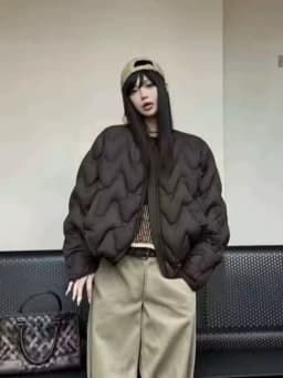 Winter Puff Fluffy Ripple Pattern Down Jacket Women White Duck Down Double Zipper Outwears Female Round Neck Warm Parker Jacket