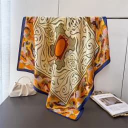 New cartoon emulated silk printed silk scarf shawl neck protection scarf decorative luxury women's scarf