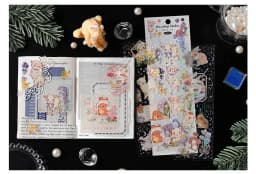 3 Sheets/pack PET Stickers Pick Up Fun In The Wild Rabbit Whale Green Plants Handbook Decorative Stickers