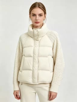 Lagabogy 2026 New Winter Turtleneck White Duck Down Jacket Women Patchwork Knitted Warm Drawstring Short Soft Puffer Coat Female