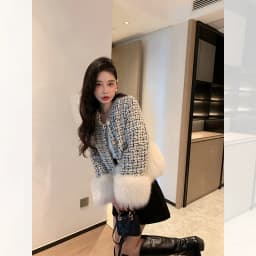 Autumn Winter Women's White Imitation Fox Fur Single Breasted Short Jacket New High-Quality Cotton/Non Cotton Wool Coats