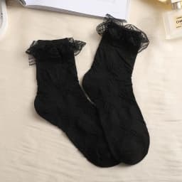 Mid-tube Solid Lace Bow Ruffle Socks Kawaii Lolita Short Socks Cotton Socks JK Japanese Lacework Stockings Women's Stockings