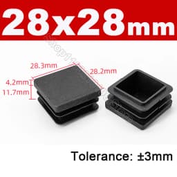 Black Square Pipe Tube Cap Plastic Tubing End Cover Glide Insert Blanking End Plugs Bung 10/13/15/16/18/19/20//22/23/25/28-200mm