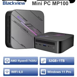 Blackview MP100 NEW Mini PC AMD Ryzen 5 7430U Windows 11 6-Core 12-thread 16GB DDR4 512GB SSD WiFi 6 Mini Computer PC BT5.2