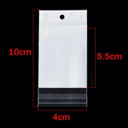 50-100pcs White Seal Bag Plastic Self Adhesive Hang Packaging Transparent Visible Poly Bag for DIY Jewelry Display Retail Pack