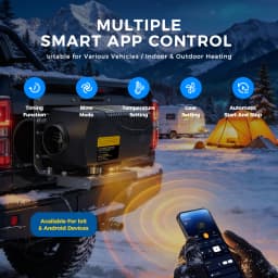 SH B2 2KW 12V/24V Diesel Heater LCD MZ Remote Bluetooth Low Noise Automatic Start Diesel Air Heater for RV Truck Camper Van