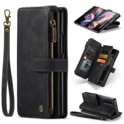 CaseMe Flip Leather Phone Case For Samsung Galaxy Z Fold 8 7 6 5 4 3 S26 Ultra S25 FE S24 Plus S23 S22+ Zipper Wallet Card Cover