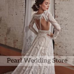 Exquisite Lace Deep V-Neck Backless Wedding Dress Boho Illusion with Long Sleeve Jacket Custom Romantic A-Line Floor Length
