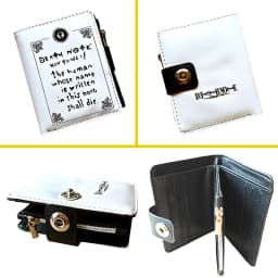 Death Note Anime Black PU Leather Short Wallet with Card Holders Zipper Pocket for Boys Girls Gift