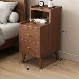 Modern New Chinese Style Nightstand - Narrow Solid Wood Bedside Table with Storage Drawer, Minimalist Bedroom Furniture