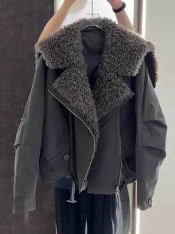 Women Warm Wool Perm Oversized Thick Coat Winter Fashion Faux Fur Collar Padded Jacket Drawstring Waist Streetwear Chic Tops