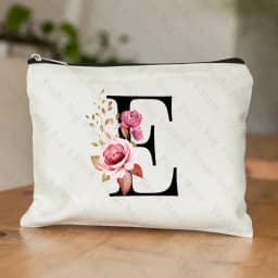 26 Letters Flower Makeup Bag Printed Bridesmaid Wedding Gift Graduation Teacher's Day Gift Storage Bag Travel Perfume Side Bag