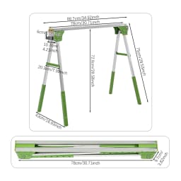 2Pcs Folding Saw Horse Chainsaw Mill Woodworking Station Adjustable Trestle 2645.55 lbs Max. Load Capacity Blue/Green/Yellow