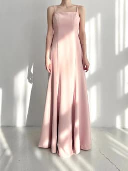 Elegant Pink Satin Strapless Evening Dress for Wedding Birthday Anniversaries And Parties Korean Style Slim Fit Long Gown