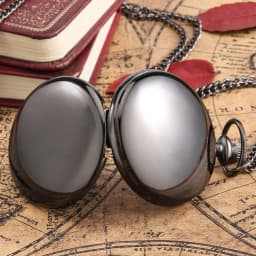 Antique Stylish Simple Vintage Smooth Double Cover Quartz Pocket Watch with 80cm Necklace Chain Unisex Pendant Clock Timepiece