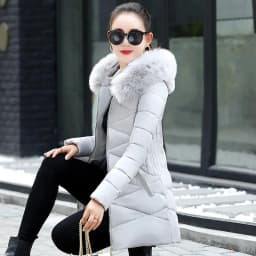 Korean Fashion Slim Thin Long Down Cotton Jacket Winter Warm Thick Parkas Cotton Women Snow Outerwear Big Fur Collar Female Coat