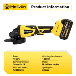 MELLWIN 125MM M14 Brushless Electric Angle Grinder Cordless Wood Metal Polisher Home DIY Power Tool For Makita 18V Battery Pin