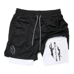 Solo Leveling Print 2in1 Running Workout Shorts for Men Gym Performance Compression Shorts with Phone Loop Athletic Activewear
