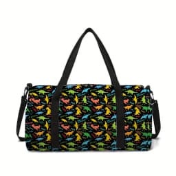 Cartoon Dinosaur Pattern Print Large Capacity Luggage Bag For Boy/Girls Best Gifts 2D Cartoon Outdoor Fitness Bag For Children