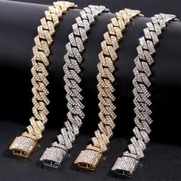 14mm Iced Out Prong Cuban Link Chain Necklace for Men Women 2 Row Rhinestone Paved Miami Rhombus Hip Hop Jewelry Wholesale