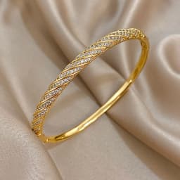 Luxury Twisted Micro Inlaid Zircon Cuff Bracelets for Women Fashion Gold Plated Copper Stacked Bangle Bracelet Jewelry Gifts